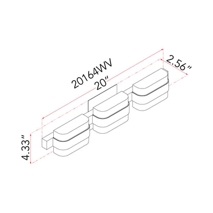 JoJo LED Bath Vanity Light - line drawing.