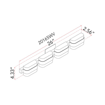 JoJo LED Bath Vanity Light - line drawing.
