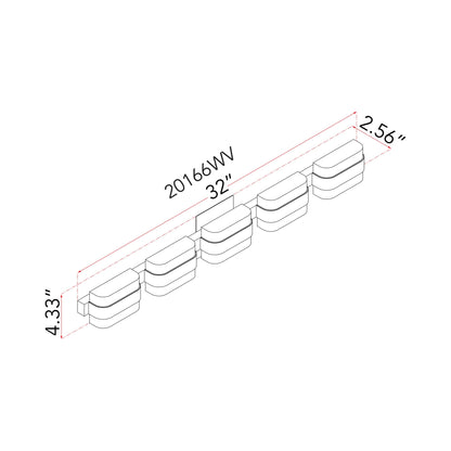 JoJo LED Bath Vanity Light - line drawing.