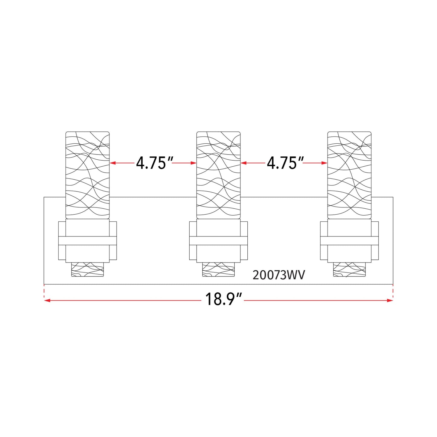 Krypton LED Bath Vanity Light - line drawing.