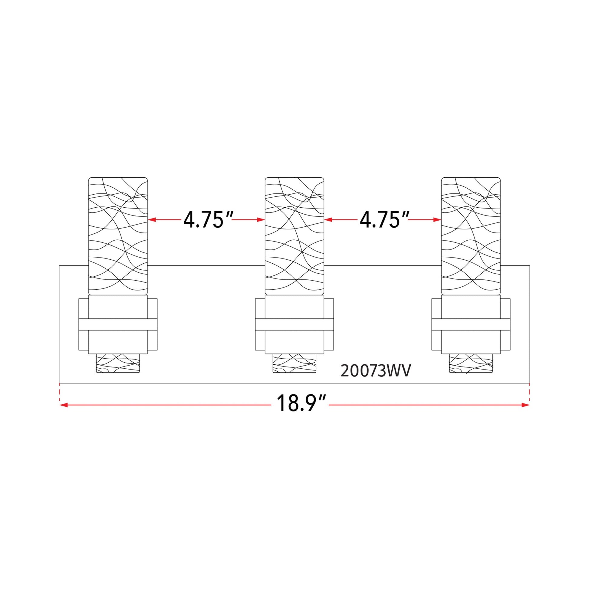 Krypton LED Bath Vanity Light - line drawing.