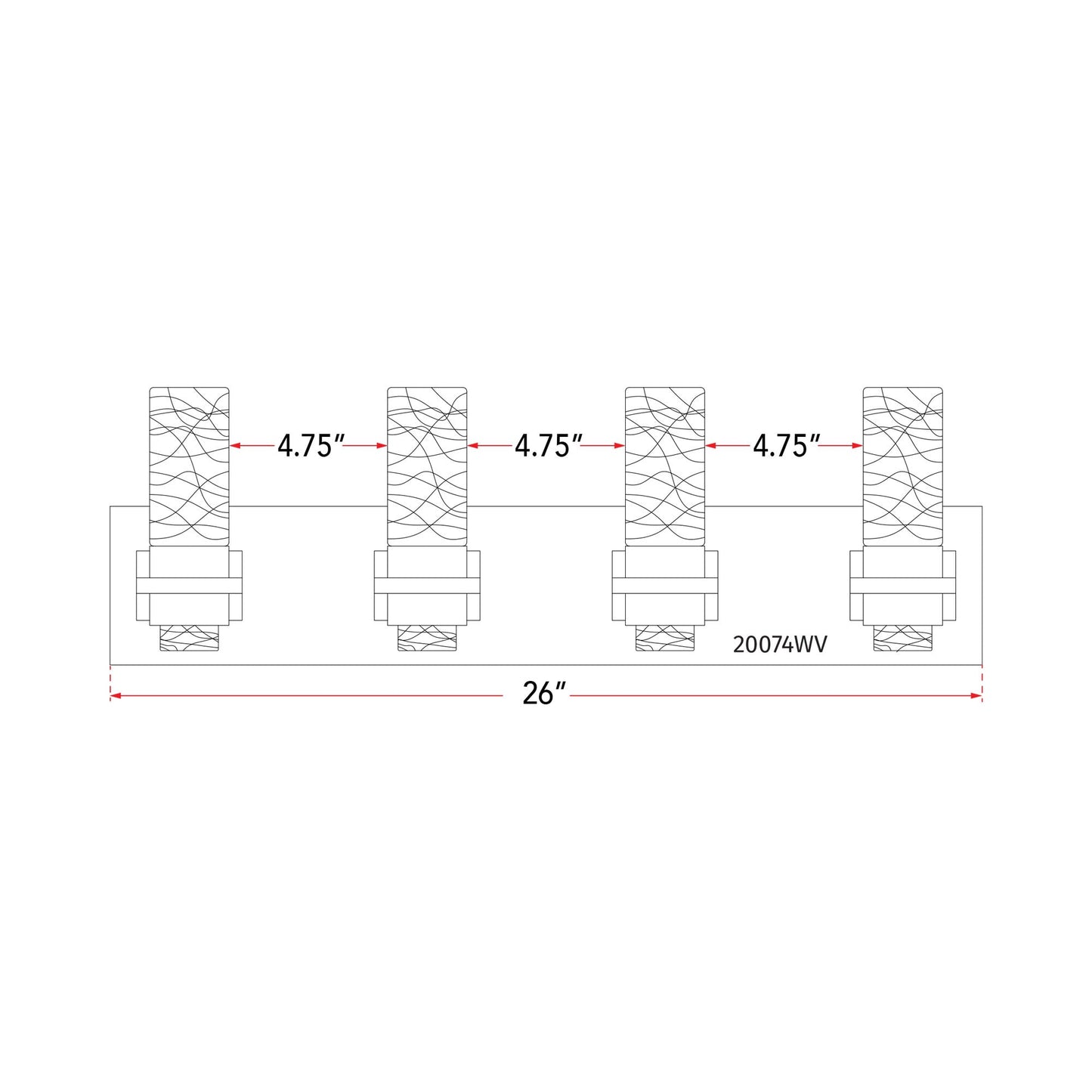 Krypton LED Bath Vanity Light - line drawing.