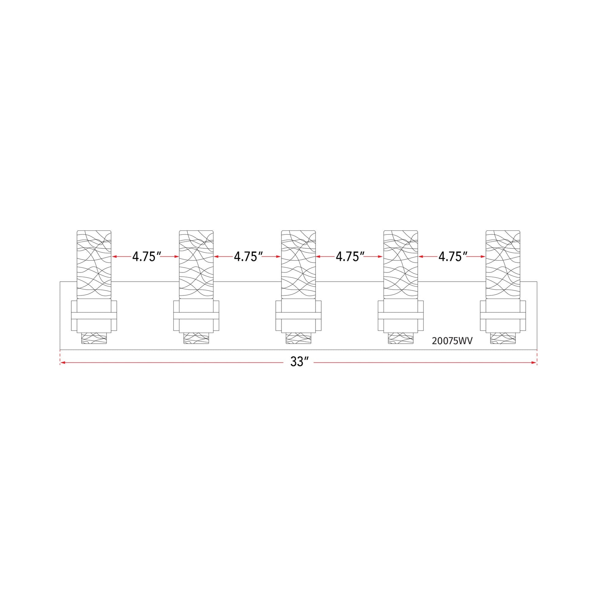 Krypton LED Bath Vanity Light - line drawing.