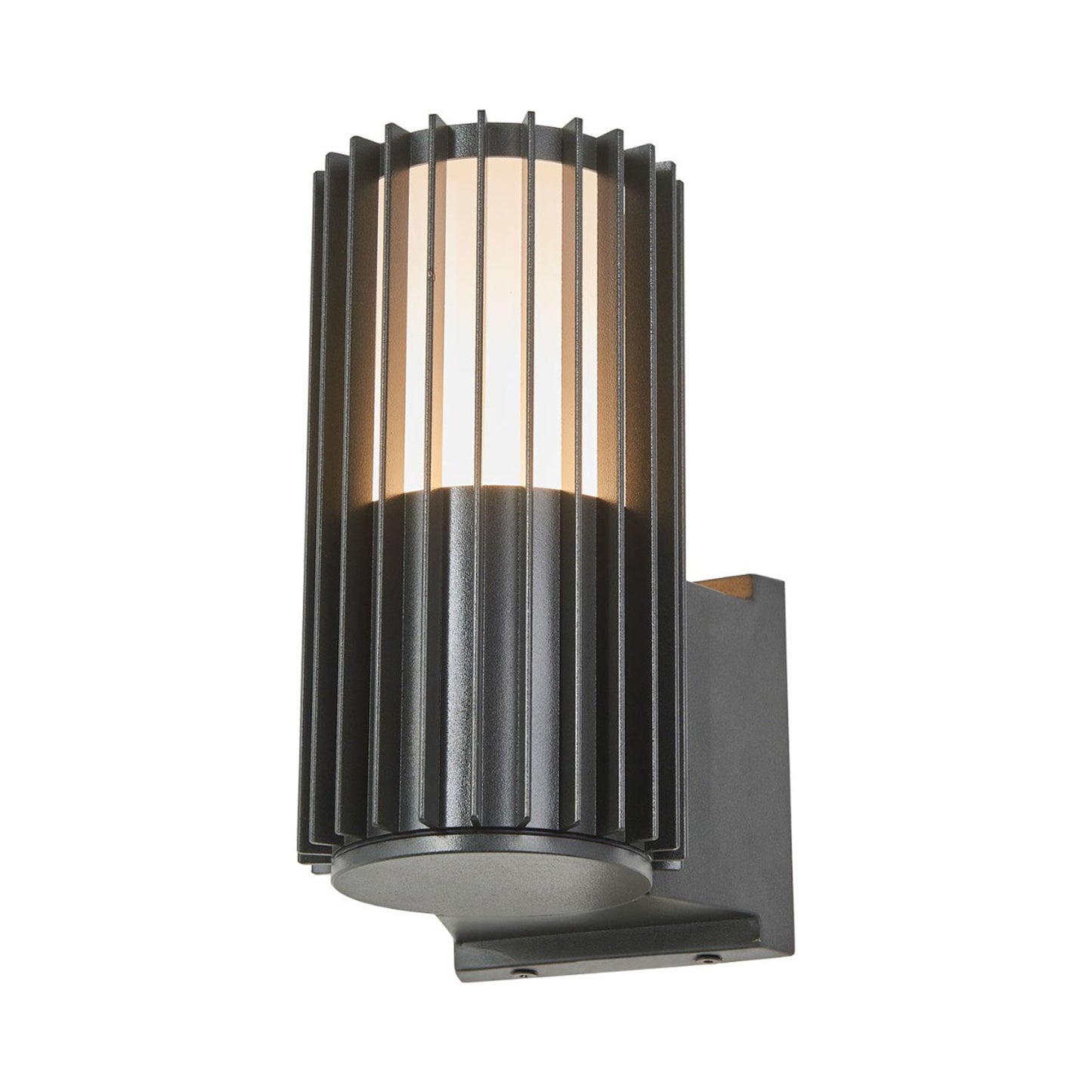 Lava Ribbed Outdoor LED Wall Light in Matte Black (8.15-Inch).