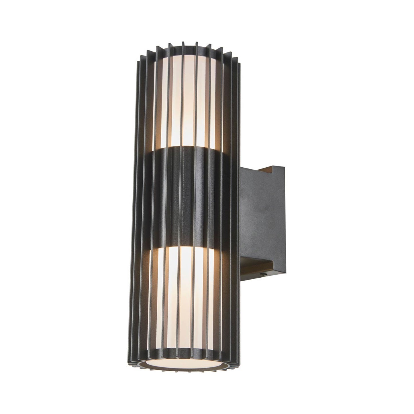 Lava Ribbed Outdoor LED Wall Light in Matte Black (17-Inch).