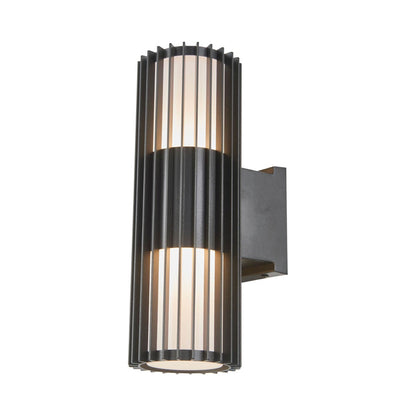 Lava Ribbed Outdoor LED Wall Light in Matte Black (17-Inch).