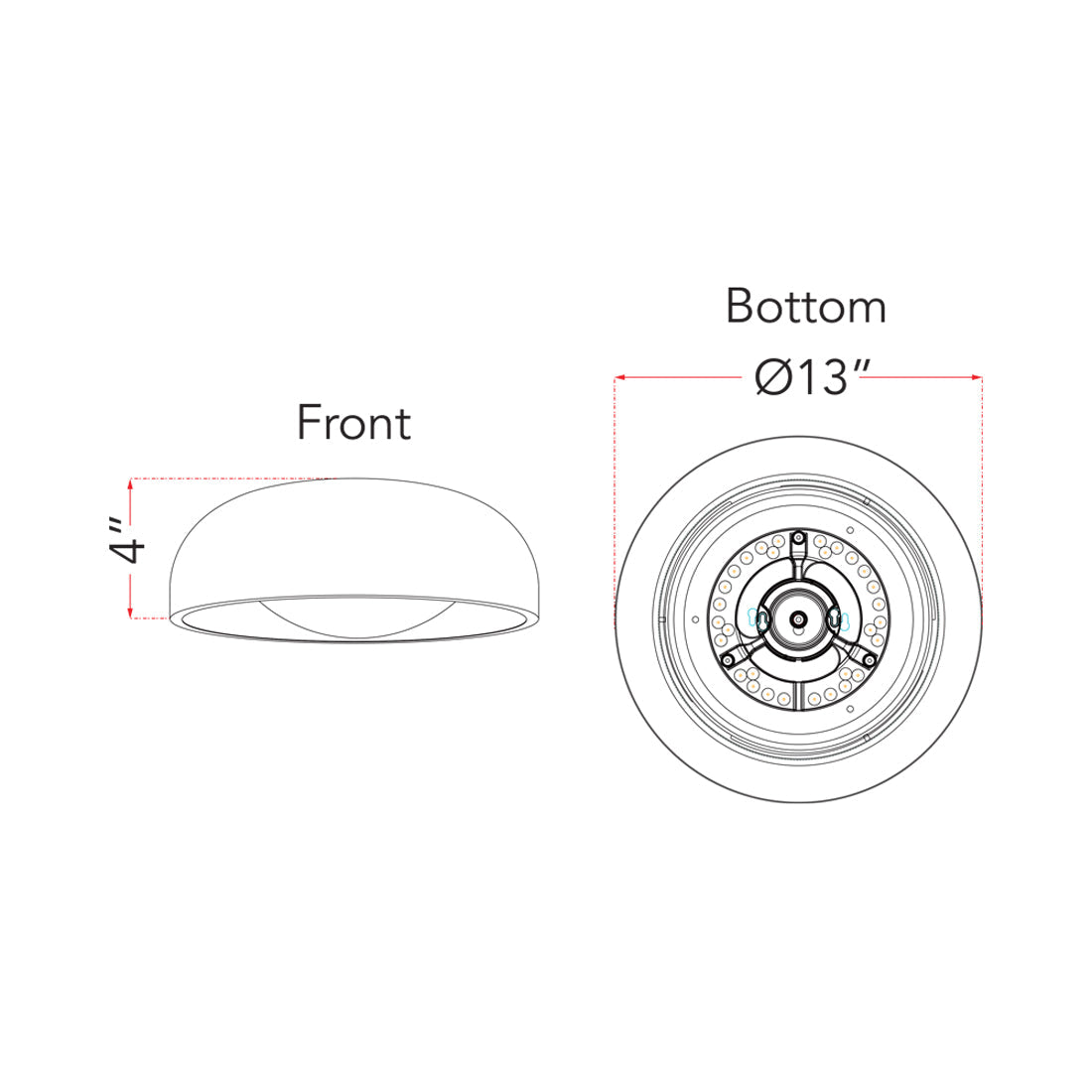 Lynx LED Flush Mount Ceiling Light - line drawing.