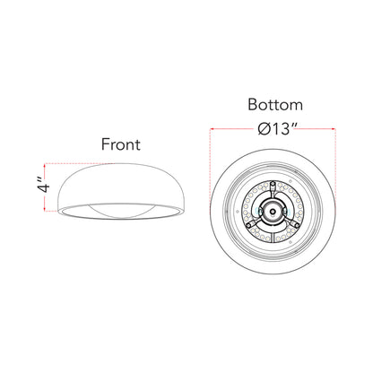 Lynx LED Flush Mount Ceiling Light - line drawing.