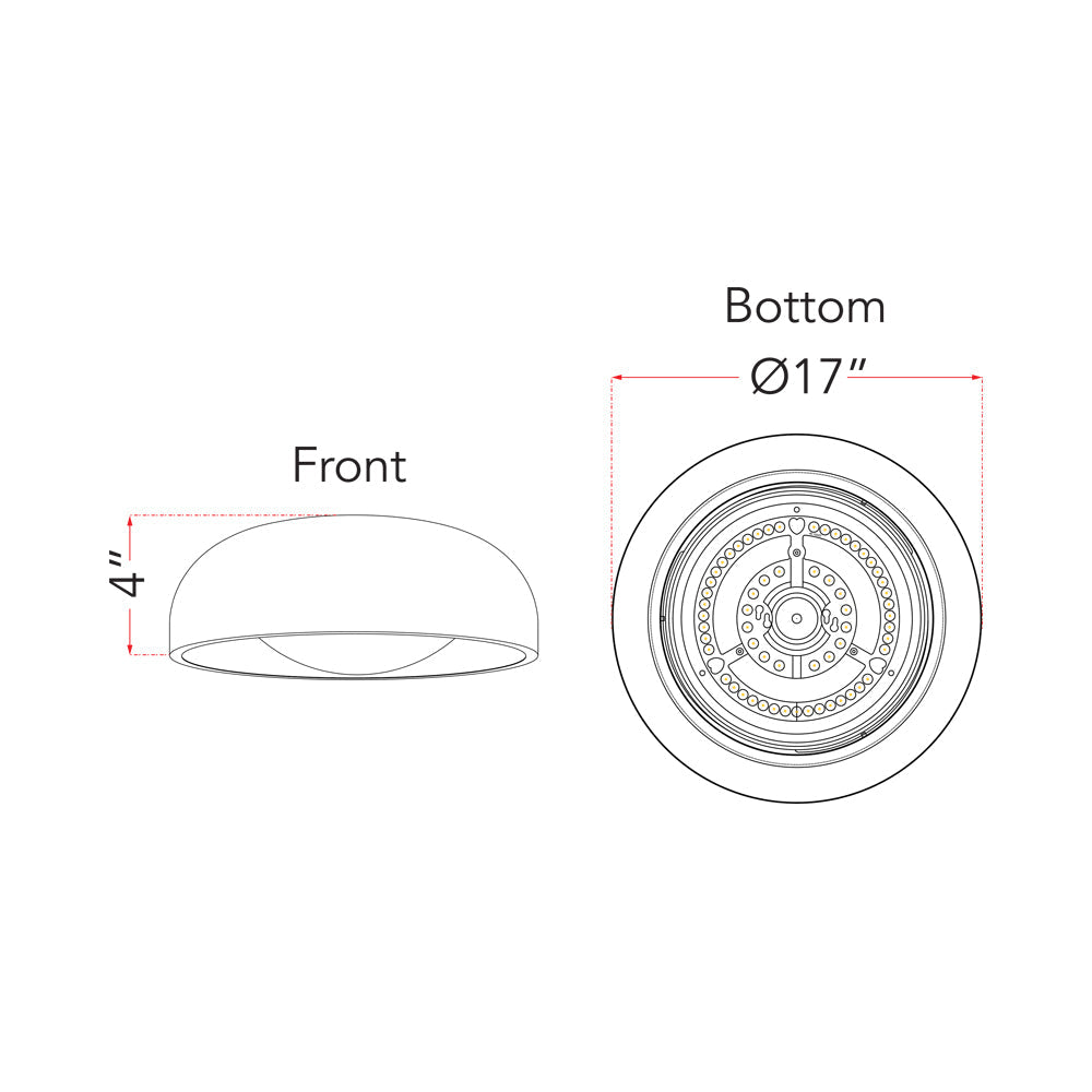 Lynx LED Flush Mount Ceiling Light - line drawing.