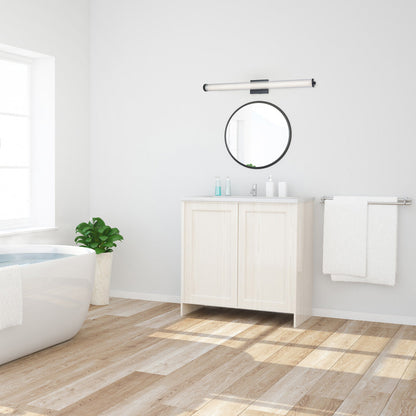 Macie Fluted LED Bath Vanity Light in bathroom.