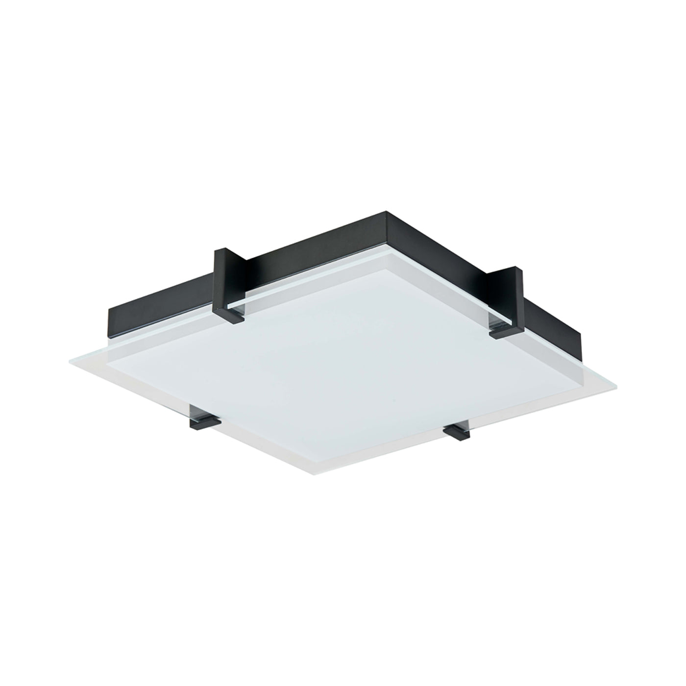 Matrix Square LED Flush Mount Ceiling Light in Black (15.35-Inch).
