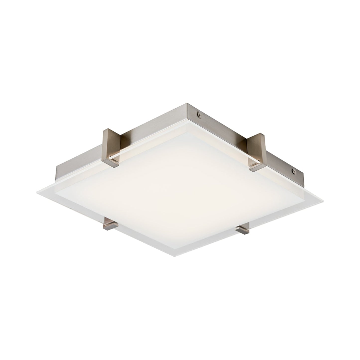 Matrix Square LED Flush Mount Ceiling Light in Brushed Nickel (15.35-Inch).