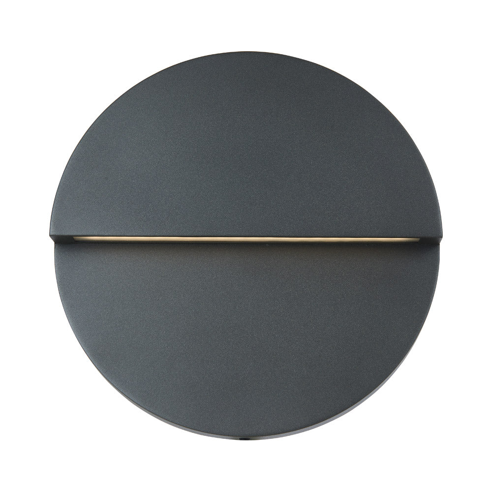Mona Lisa Round Outdoor LED Wall Light in Matte Black (12-Inch).