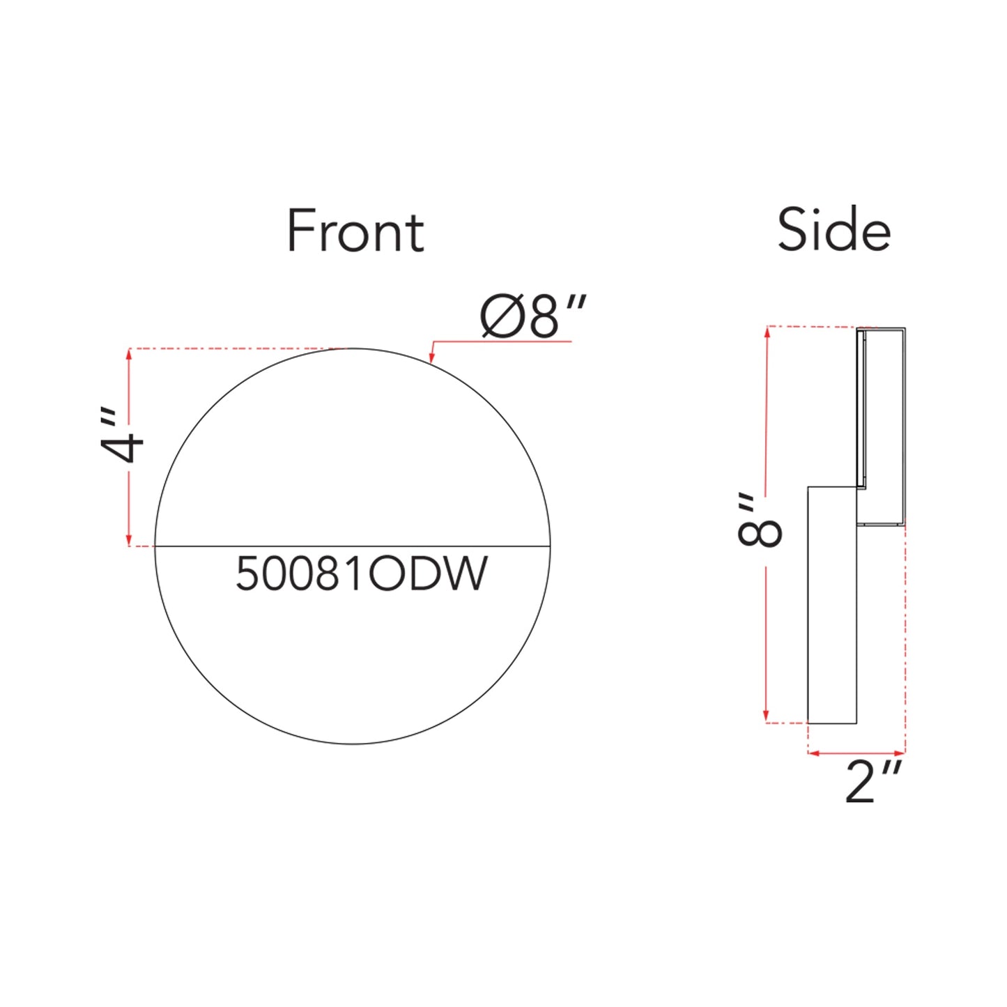 Mona Lisa Round Outdoor LED Wall Light - line drawing.