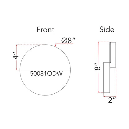 Mona Lisa Round Outdoor LED Wall Light - line drawing.