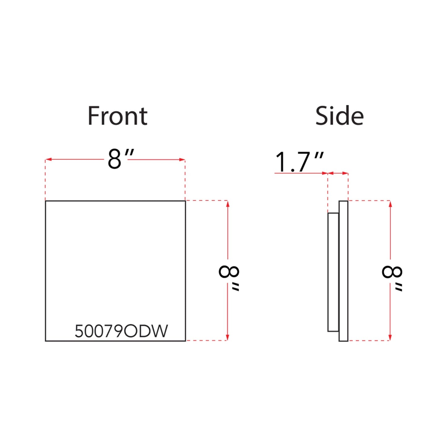 Mona Lisa Square Outdoor LED Wall Light - line drawing.