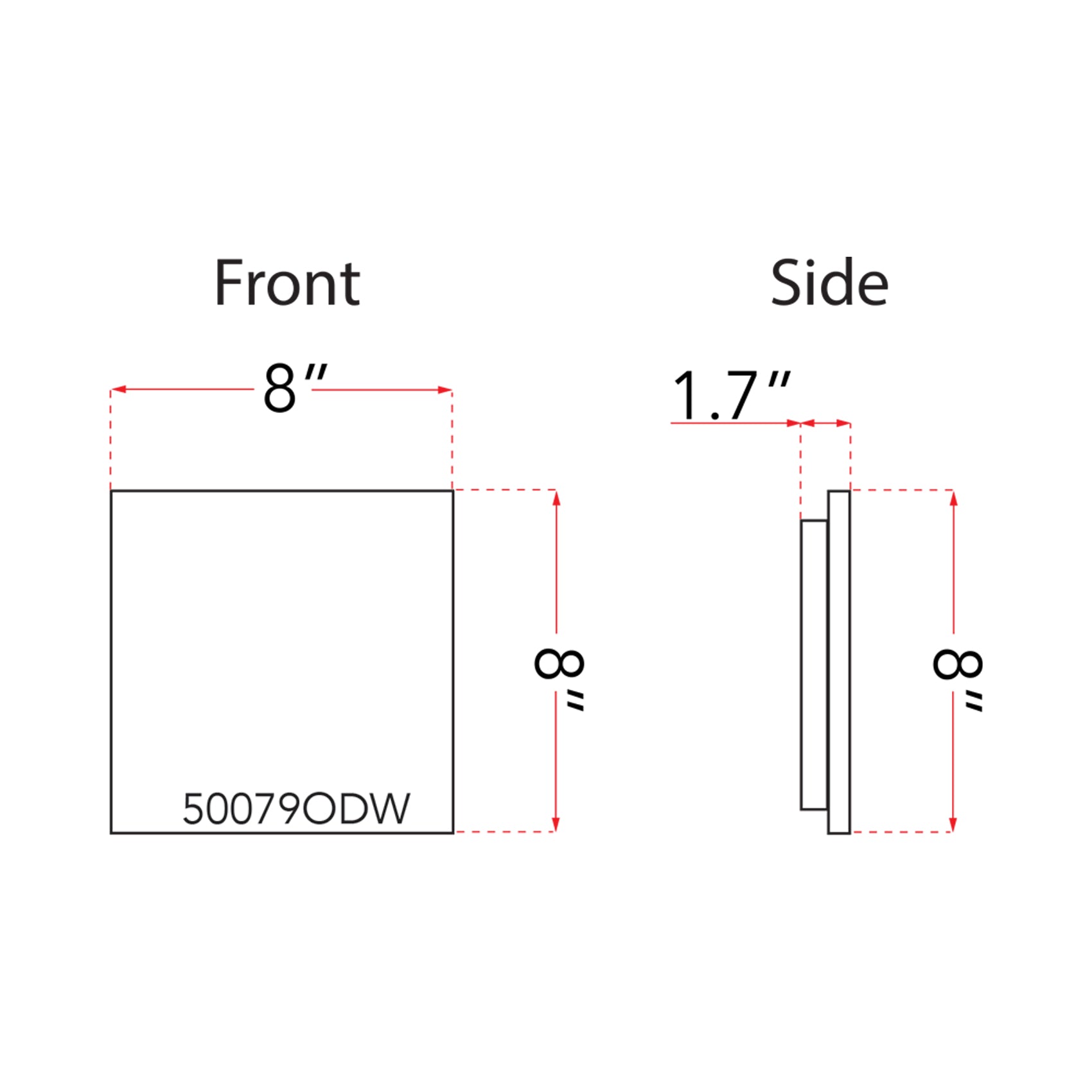 Mona Lisa Square Outdoor LED Wall Light - line drawing.