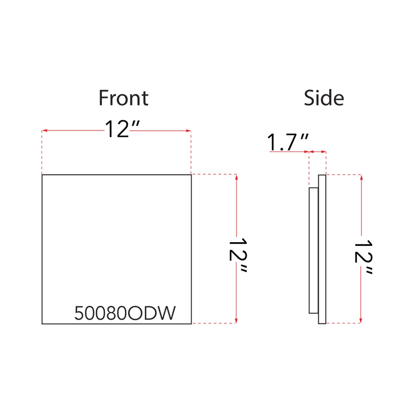 Mona Lisa Square Outdoor LED Wall Light - line drawing.