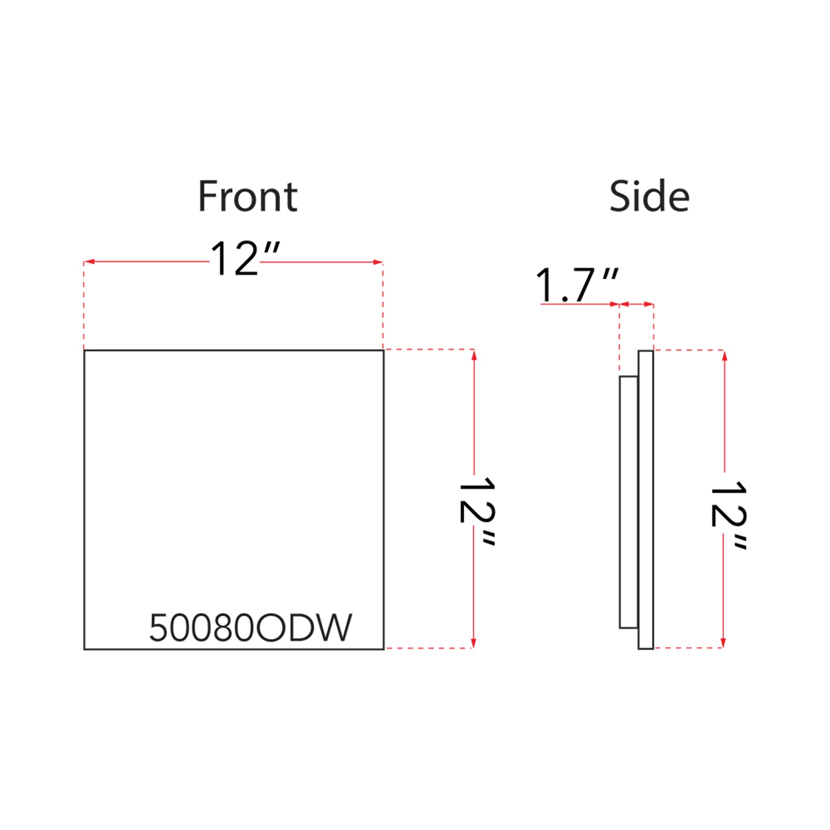 Mona Lisa Square Outdoor LED Wall Light - line drawing.