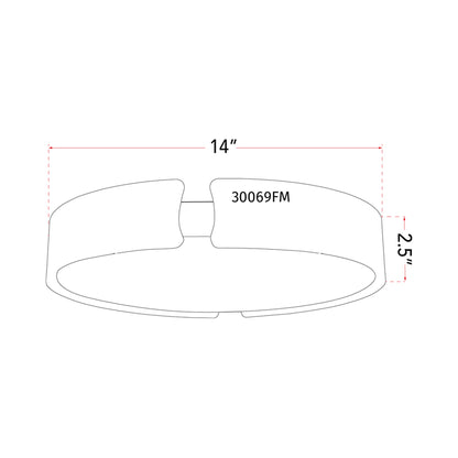 Mystic LED Flush Mount Ceiling Light - line drawing.