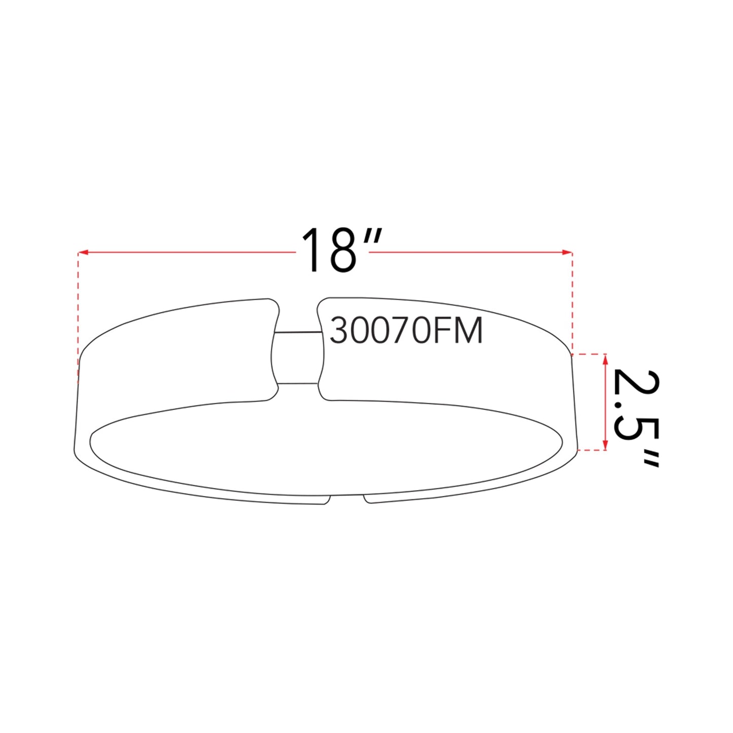 Mystic LED Flush Mount Ceiling Light - line drawing.