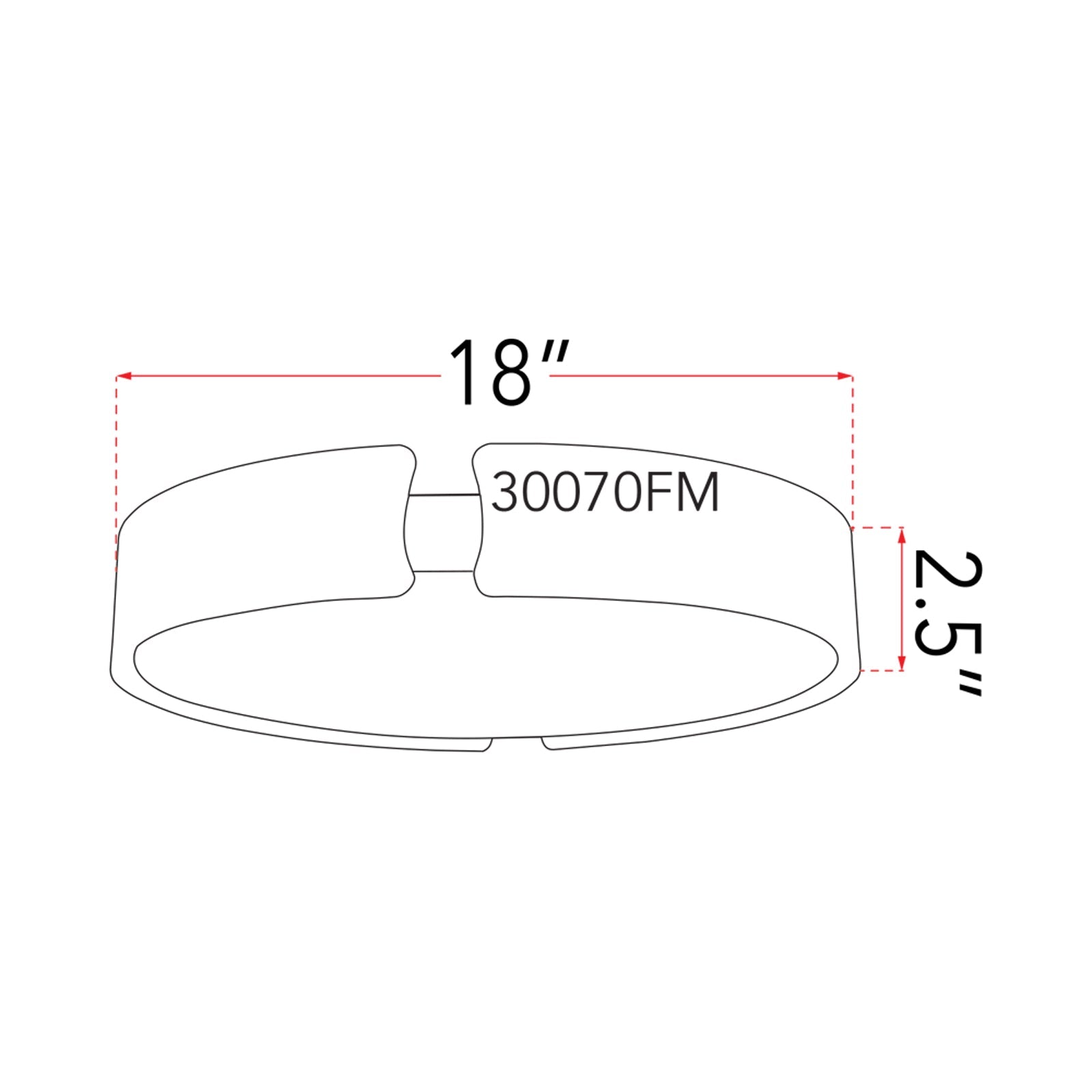 Mystic LED Flush Mount Ceiling Light - line drawing.