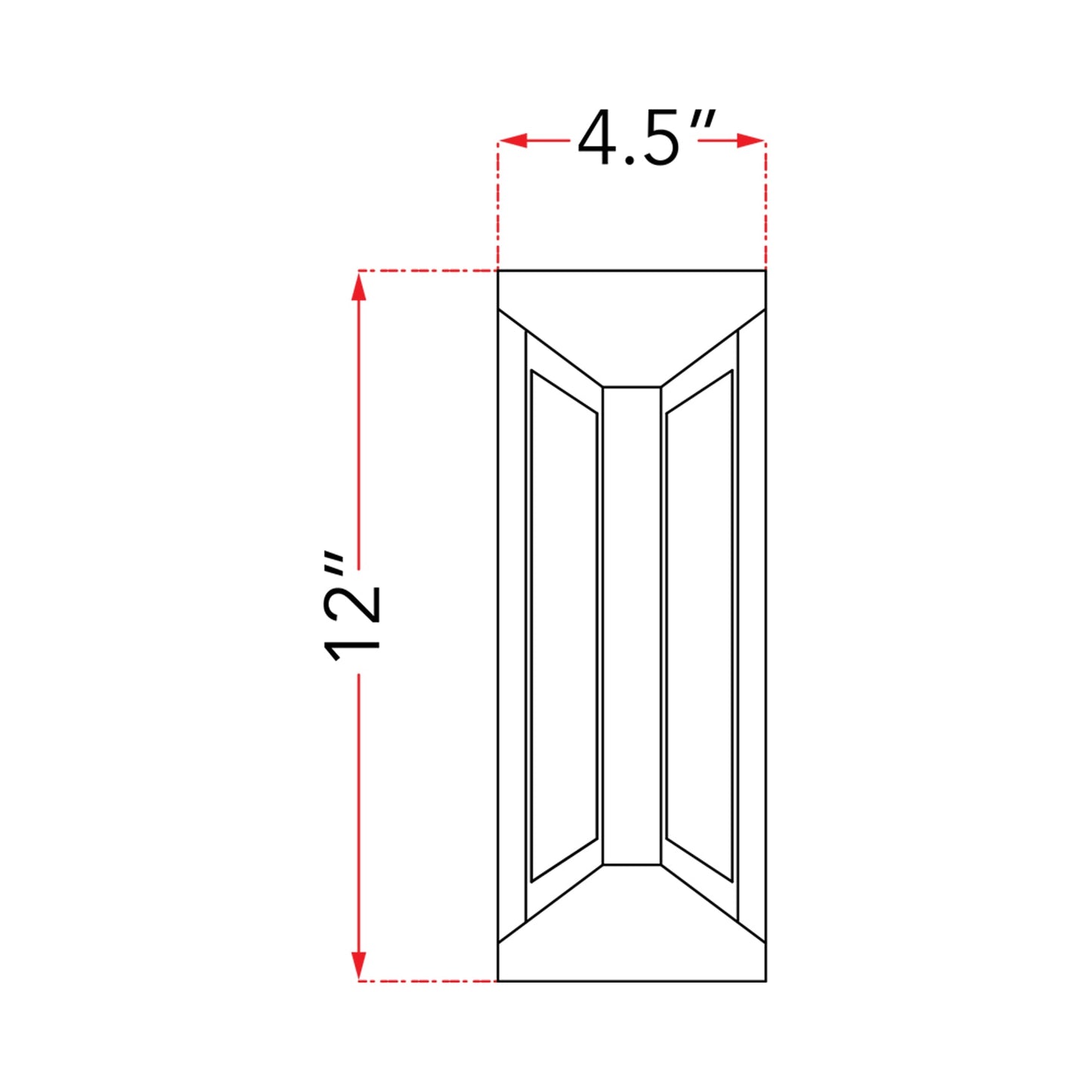 Newport Outdoor LED Wall Light - line drawing.