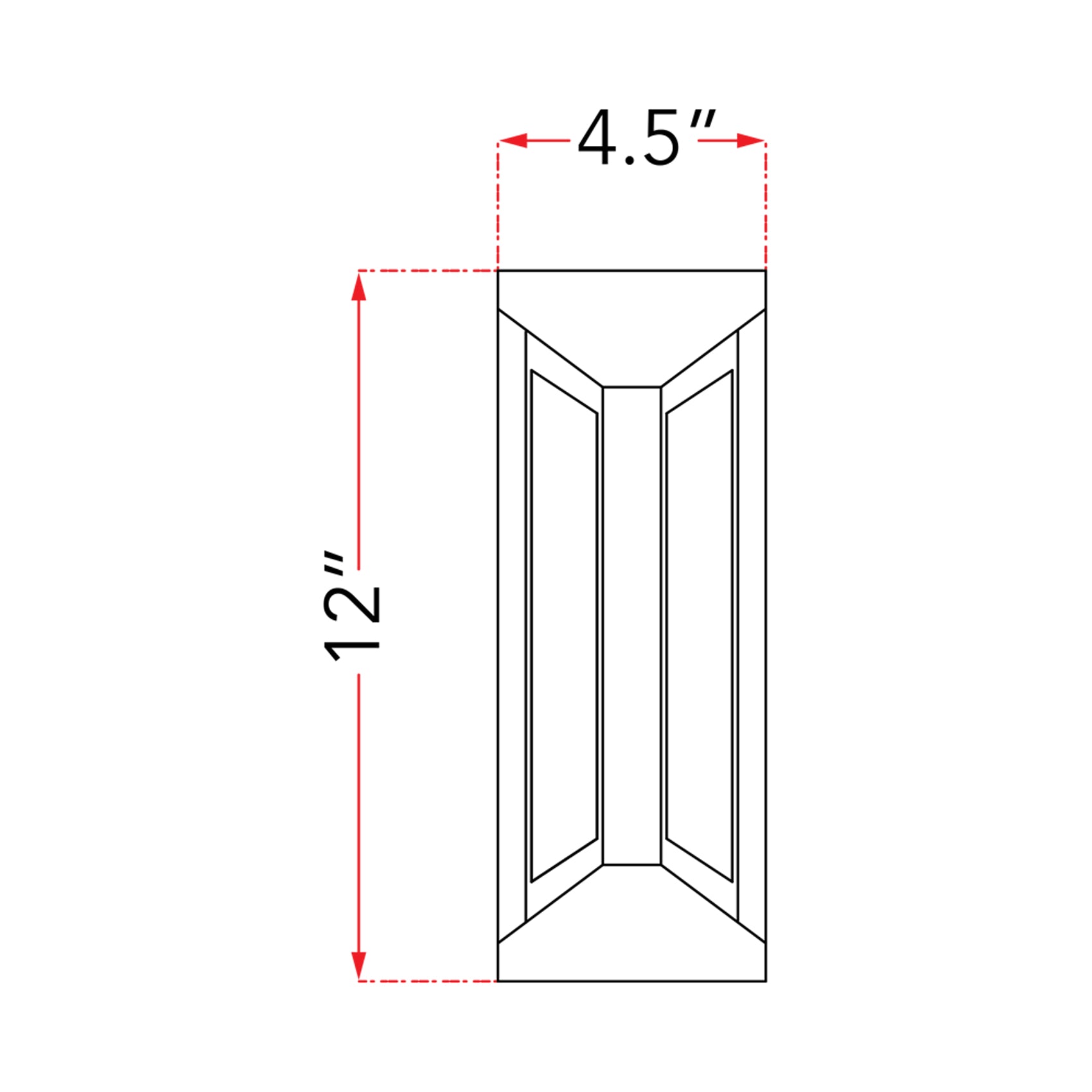 Newport Outdoor LED Wall Light - line drawing.