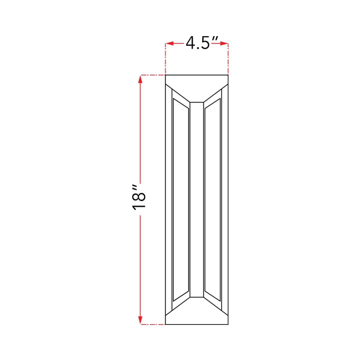 Newport Outdoor LED Wall Light - line drawing.