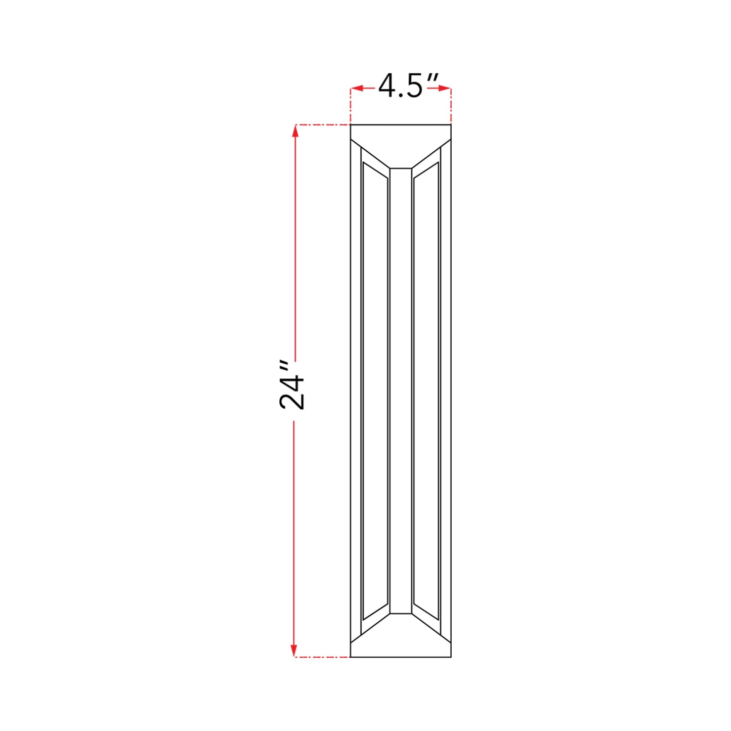Newport Outdoor LED Wall Light - line drawing.