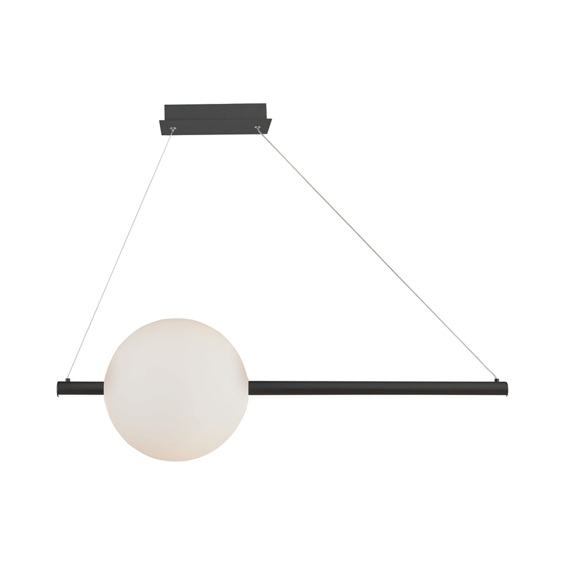 Orb Rectangle Linear LED Pendant Light in Black/Opal Glass (1-Glass).
