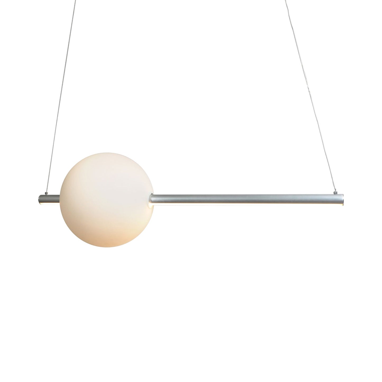 Orb Rectangle Linear LED Pendant Light in Brushed Aluminum/Opal Glass (1-Glass).