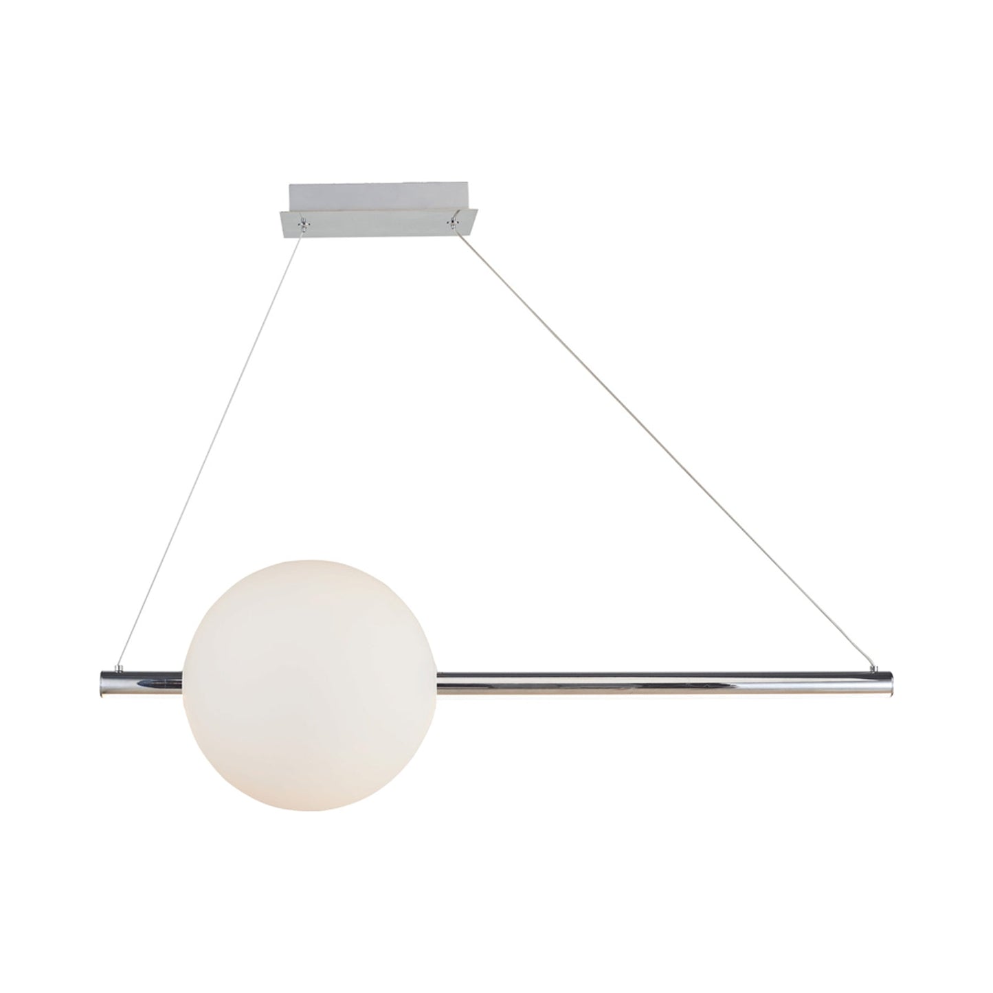 Orb Rectangle Linear LED Pendant Light in Chrome/Opal Glass (1-Glass).