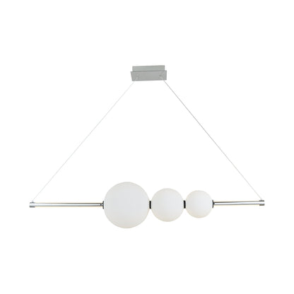 Orb Rectangle Linear LED Pendant Light in Chrome/Opal Glass (3-Glass).