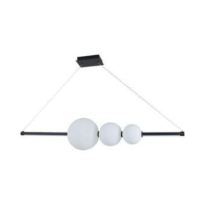 Orb Rectangle Linear LED Pendant Light in Matte Black/Opal Glass (3-Glass).