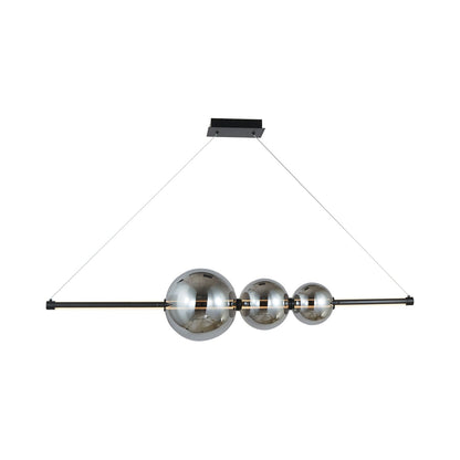 Orb Rectangle Linear LED Pendant Light in Matte Black/Smoked Glass (3-Glass).