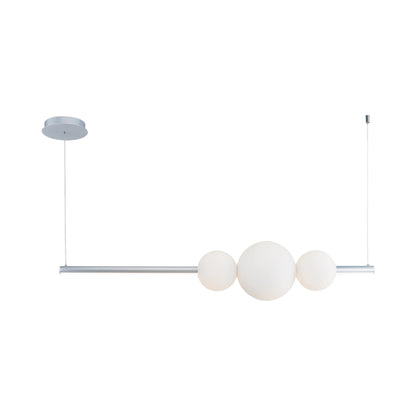 Orb Round Linear LED Pendant Light in Chrome/Opal Glass.