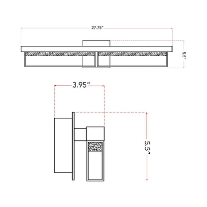 Pane LED Bath Vanity Light - line drawing.