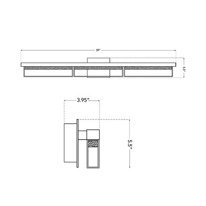 Pane LED Bath Vanity Light - line drawing.