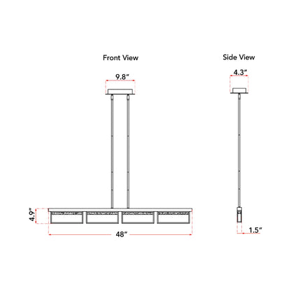 Pane LED Pendant Light - line drawing.