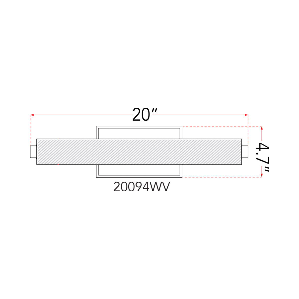 Radius LED Bath Vanity Light - line drawing.