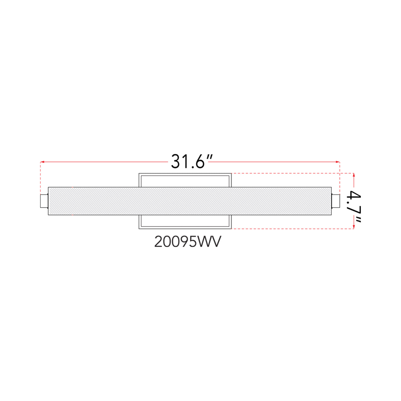 Radius LED Bath Vanity Light - line drawing.