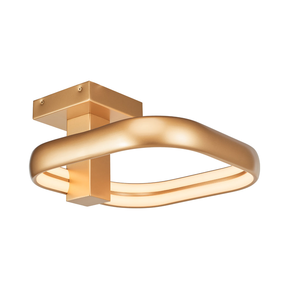 Rave Off-Set LED Semi Flush Mount Ceiling Light in Gold (1-Light).