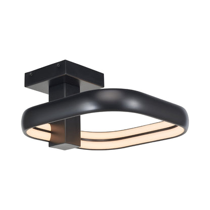 Rave Off-Set LED Semi Flush Mount Ceiling Light in Matte Black (1-Light).