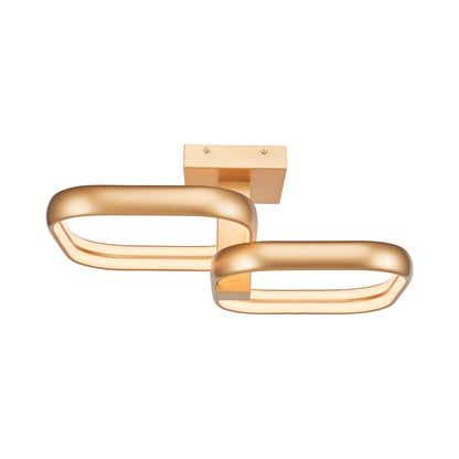 Rave Off-Set LED Semi Flush Mount Ceiling Light in Gold (2-Light).