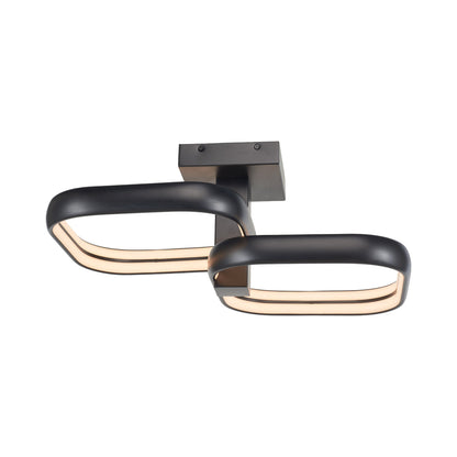 Rave Off-Set LED Semi Flush Mount Ceiling Light in Matte Black (2-Light).
