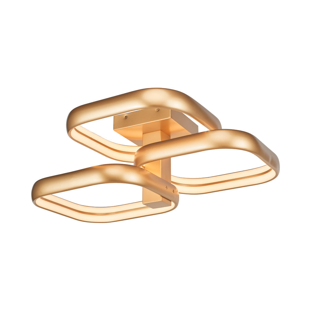 Rave Off-Set LED Semi Flush Mount Ceiling Light in Gold (3-Light).