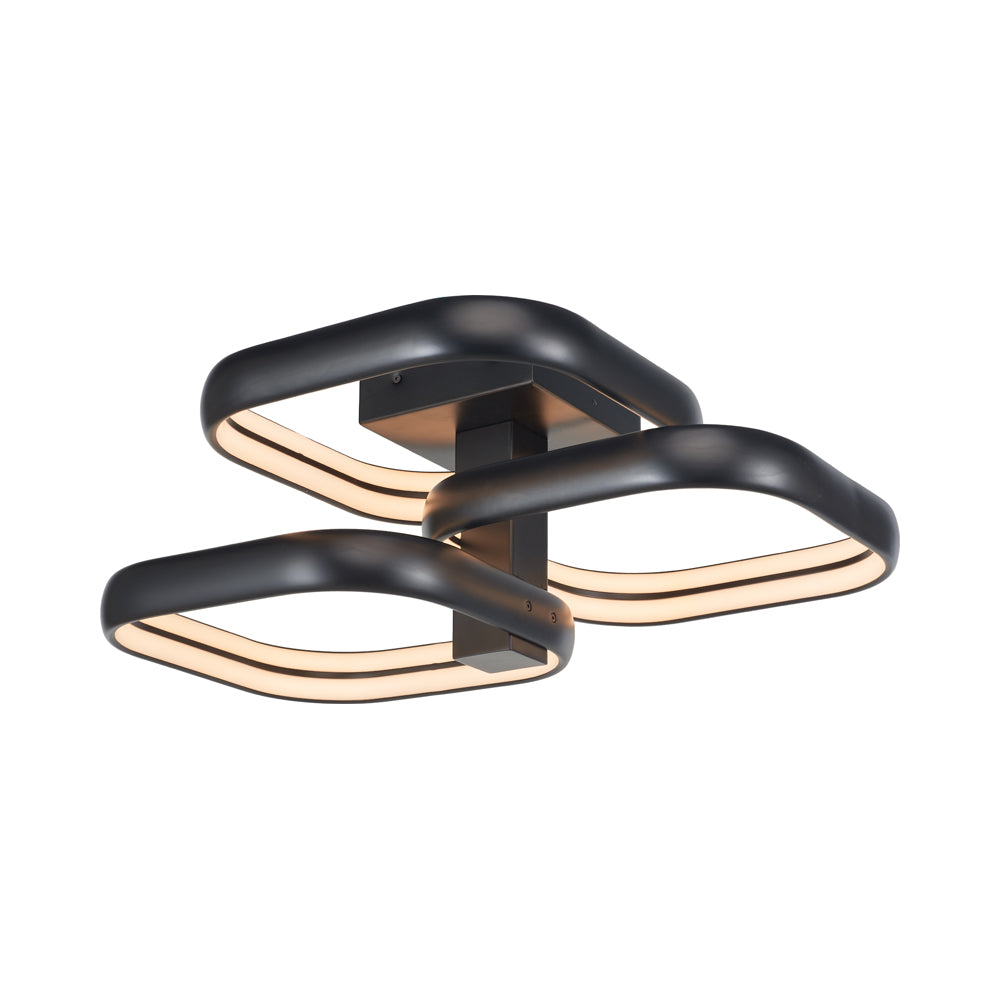 Rave Off-Set LED Semi Flush Mount Ceiling Light in Matte Black (3-Light).
