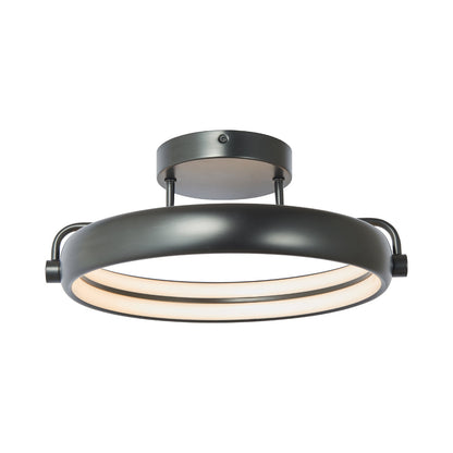 Rave Ring LED Semi Flush Mount Ceiling Light in Matte Black (15.2-Inch).