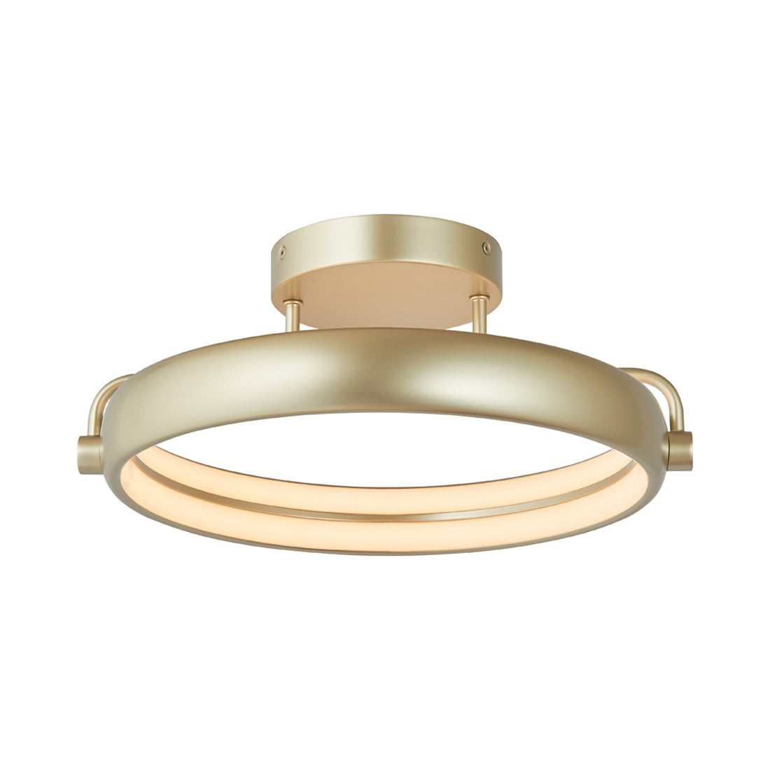 Rave Ring LED Semi Flush Mount Ceiling Light in Titanium Silver (15.2-Inch).